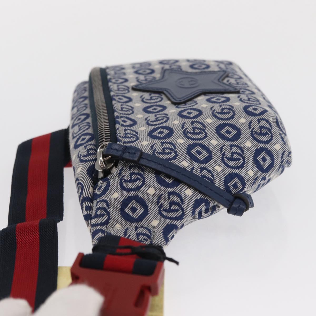 GUCCI Children's Sherry Line Waist bag Canvas Navy Red blue 502095 Auth BA10335