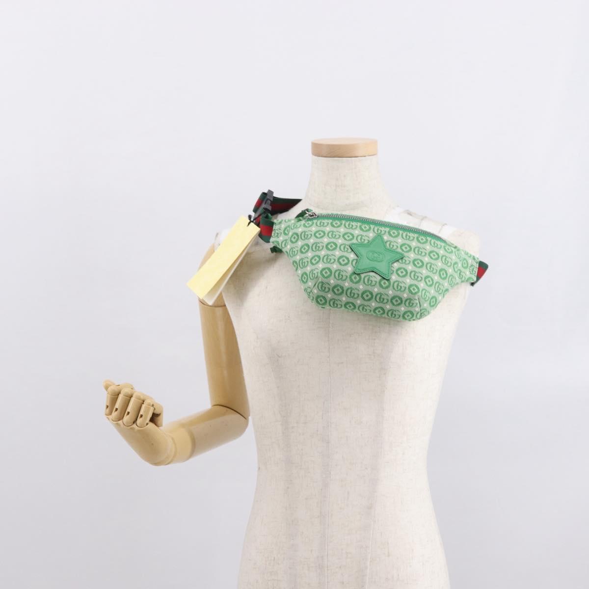 GUCCI Children's Web Sherry Line Waist bag Canvas Green Red 502095 Auth BA10336