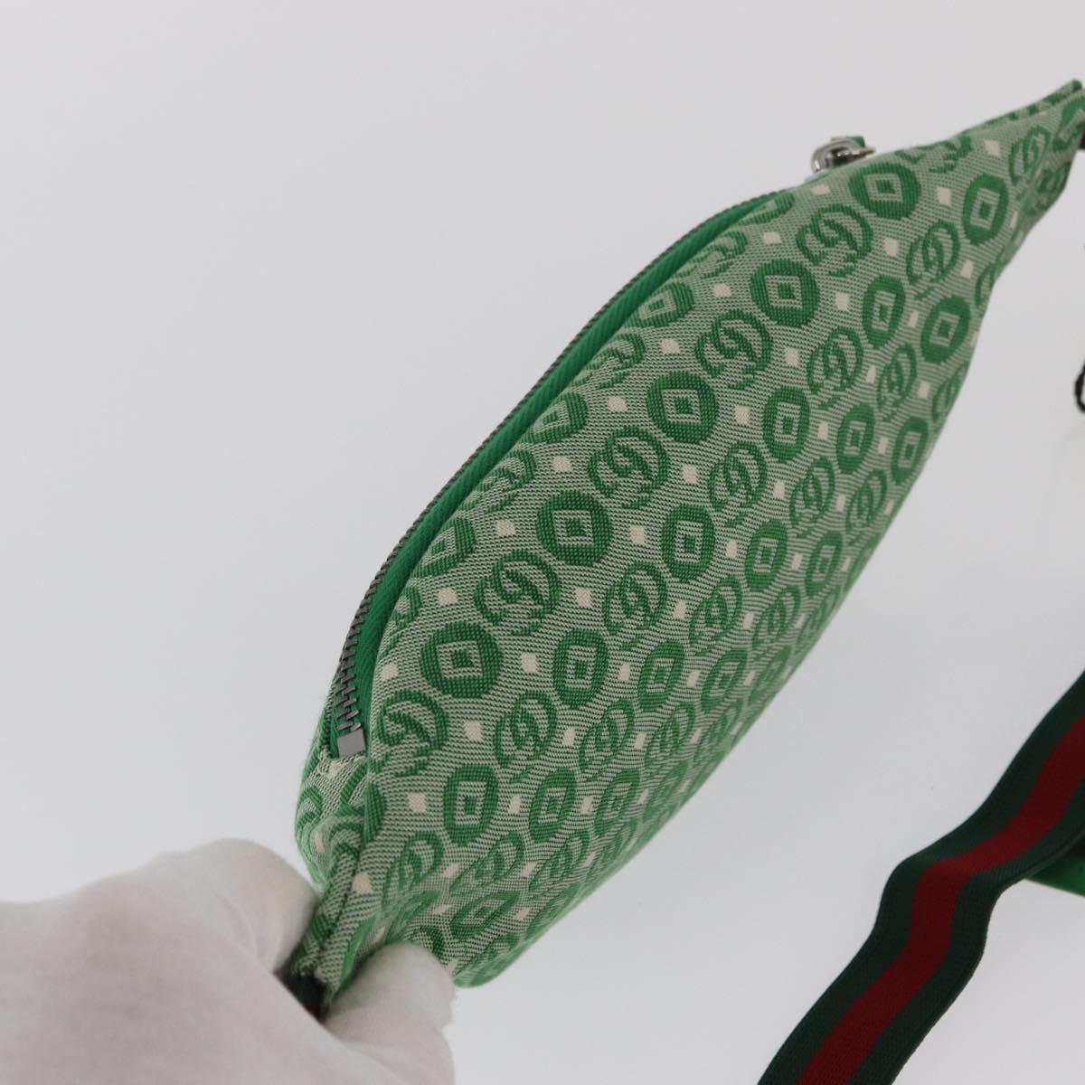 GUCCI Children's Web Sherry Line Waist bag Canvas Green Red 502095 Auth BA10336