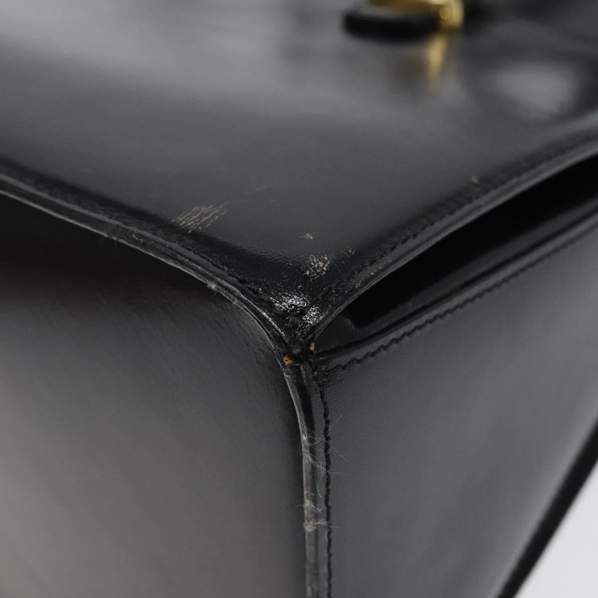 BALLY Shoulder Bag Leather Black Gold Auth BA1034