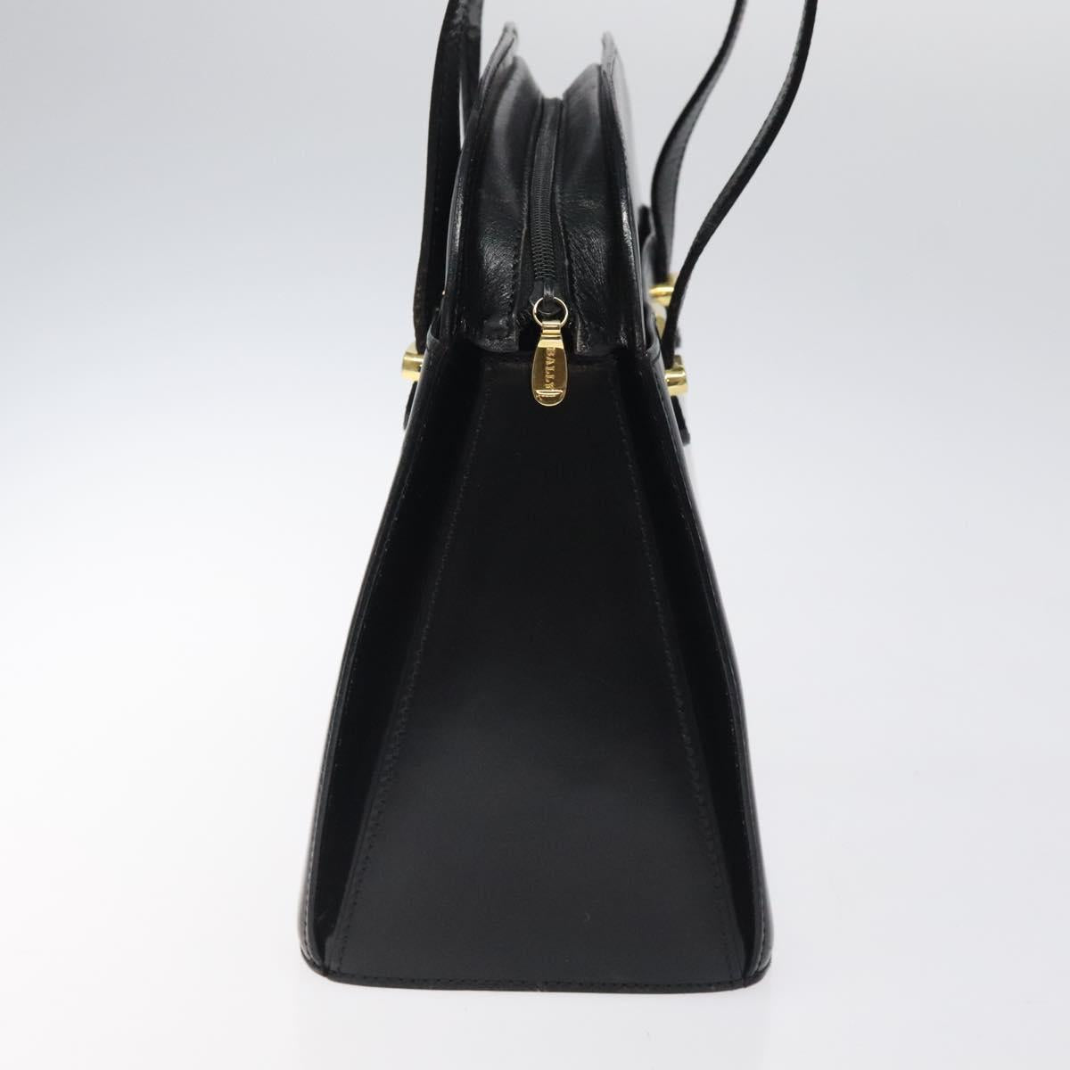 BALLY Shoulder Bag Leather Black Gold Auth BA1034