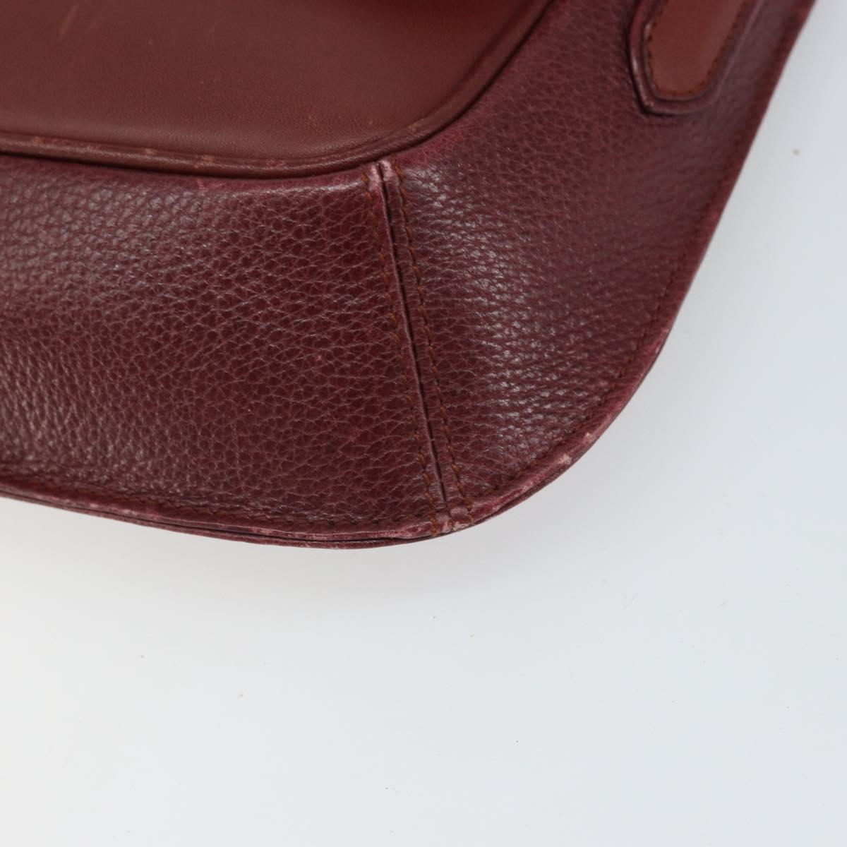 CARTIER Must Line Shoulder Bag Leather Bordeaux Gold Auth BA10342