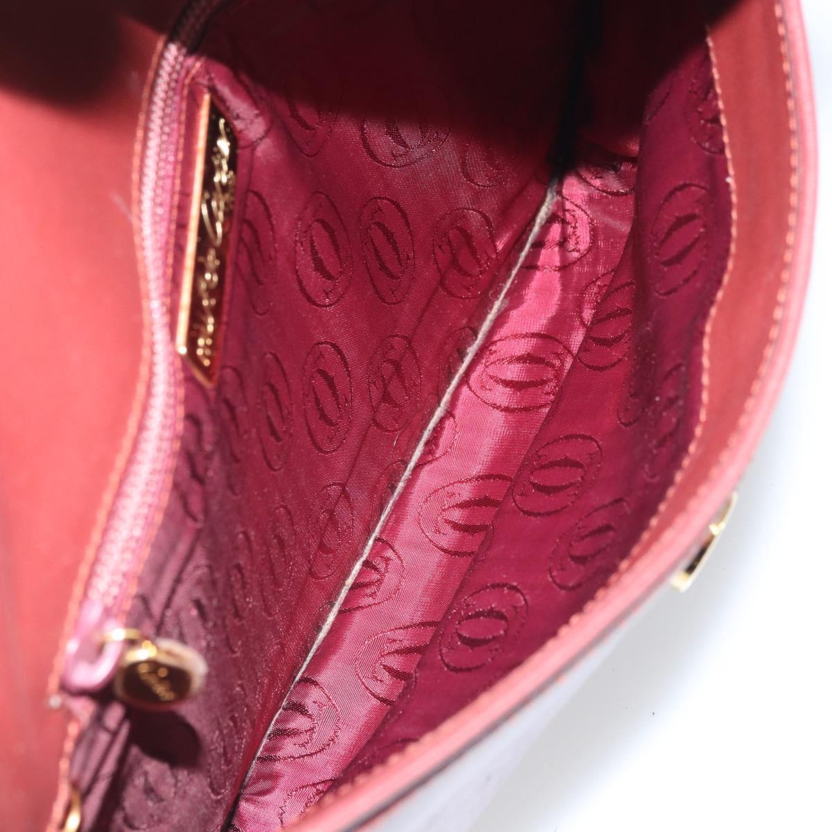 CARTIER Must Line Shoulder Bag Leather Bordeaux Gold Auth BA10342