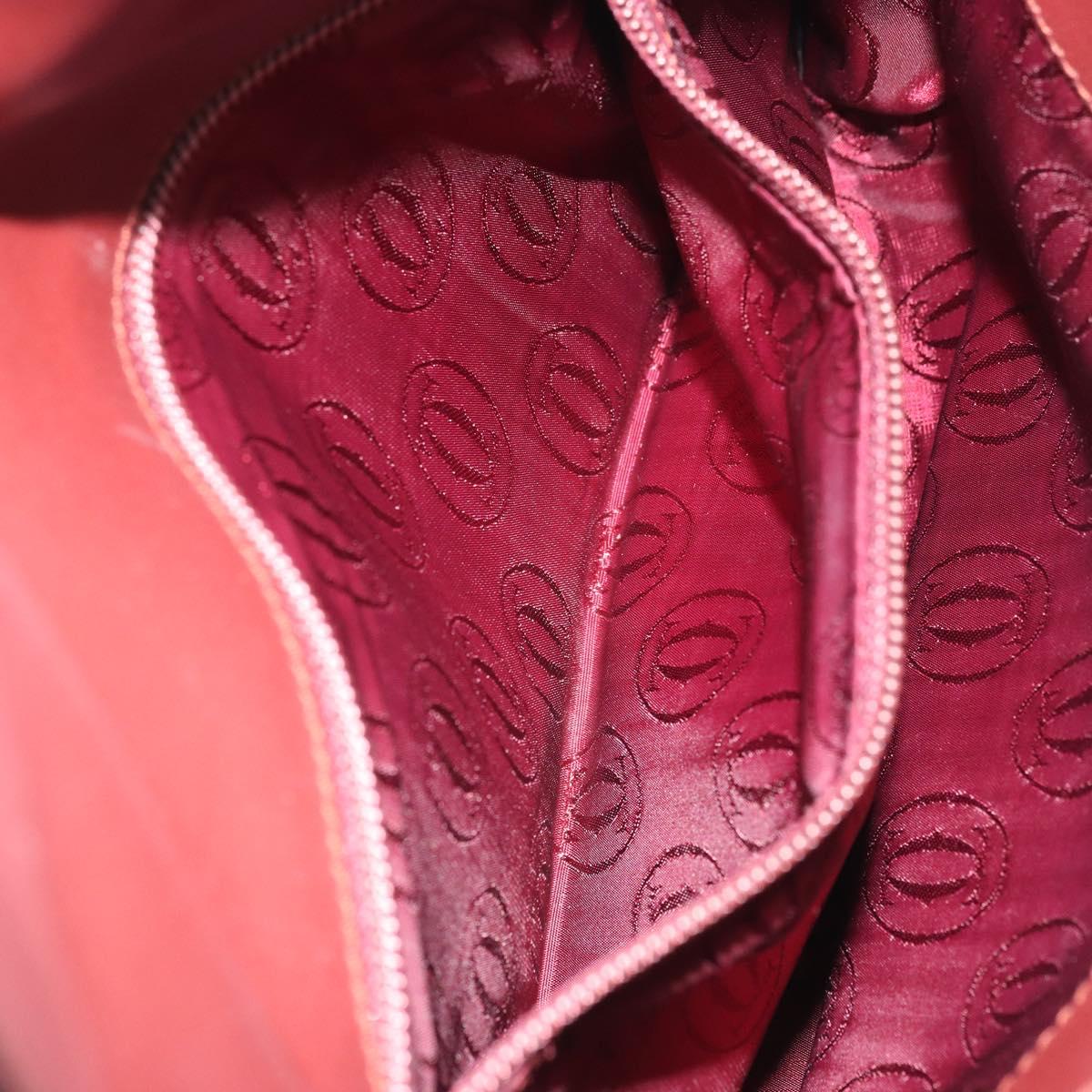 CARTIER Must Line Shoulder Bag Leather Bordeaux Gold Auth BA10342