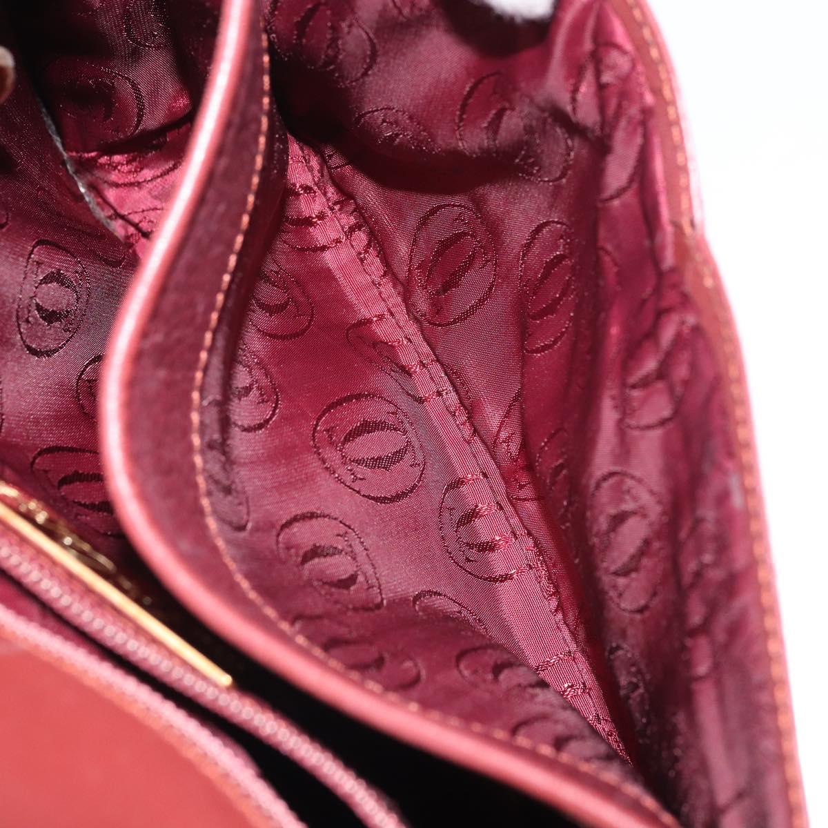 CARTIER Must Line Shoulder Bag Leather Bordeaux Gold Auth BA10342