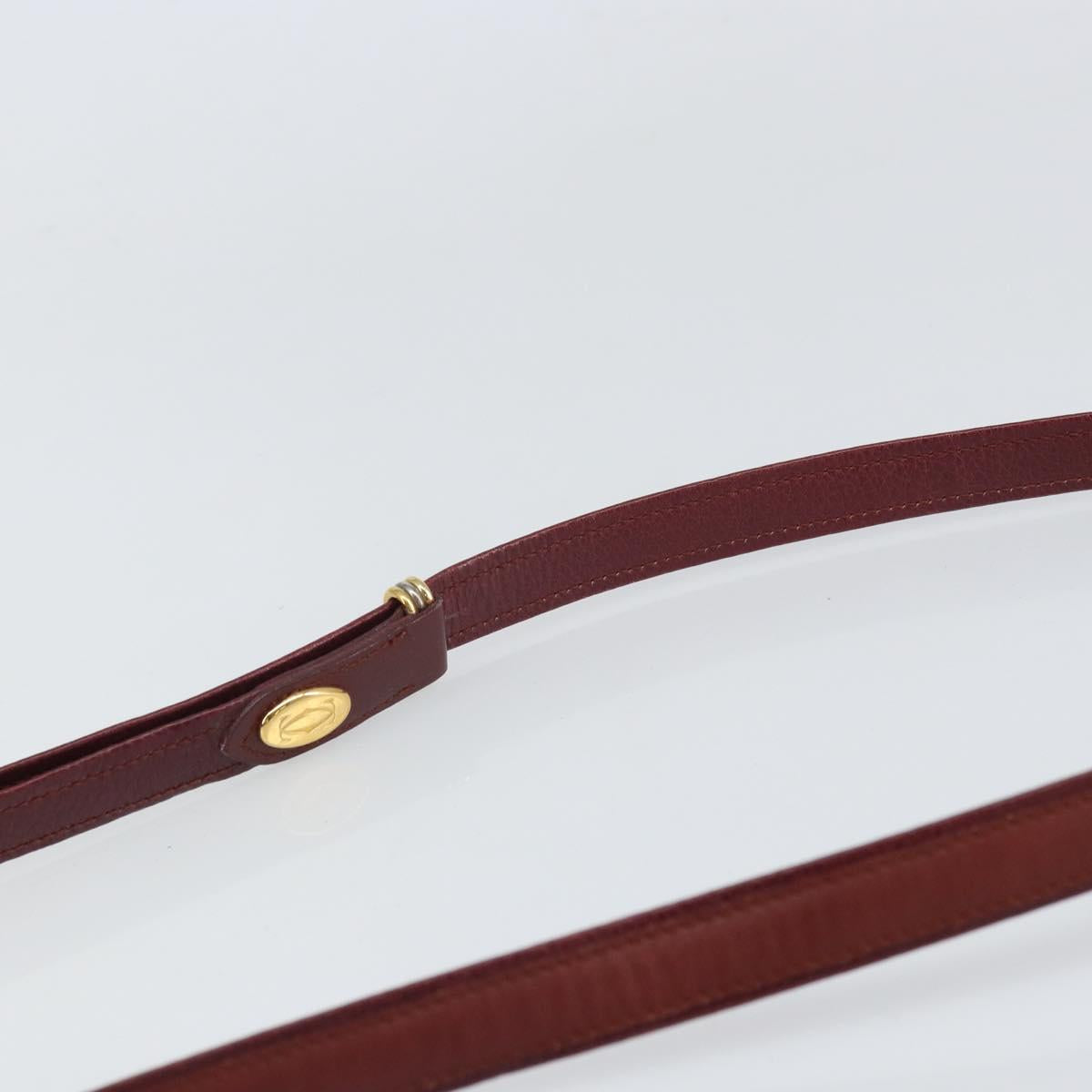 CARTIER Must Line Shoulder Bag Leather Bordeaux Gold Auth BA10342