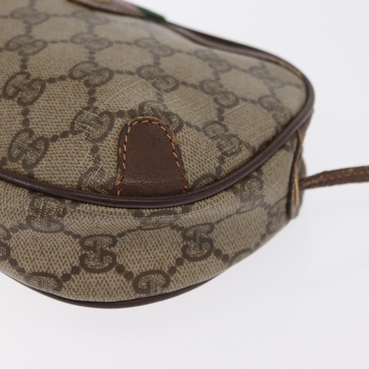GUCCI GG Supreme Web Sherry Line Bag PVC Beige Gold 156 02 066 Auth BA10344