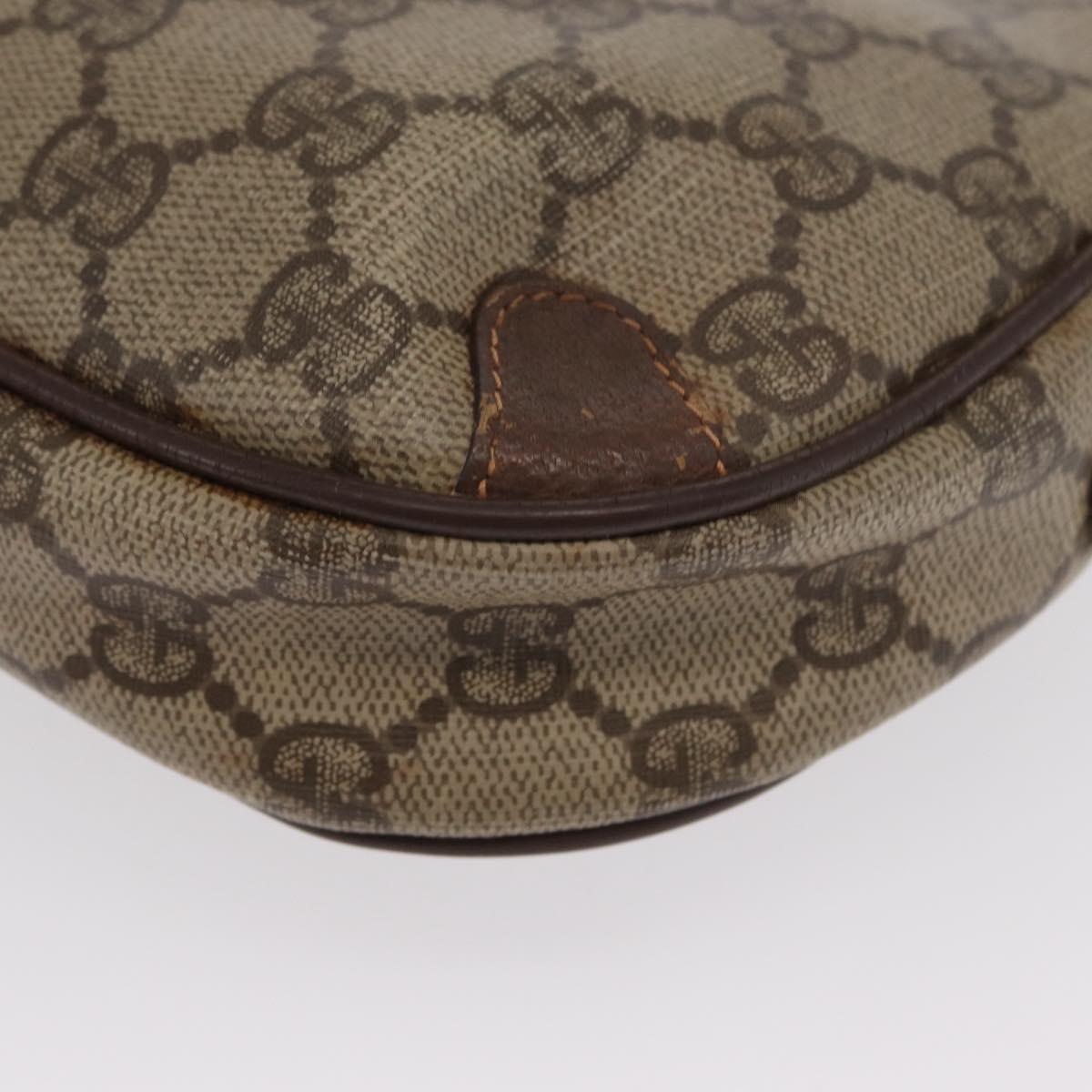 GUCCI GG Supreme Web Sherry Line Bag PVC Beige Gold 156 02 066 Auth BA10344