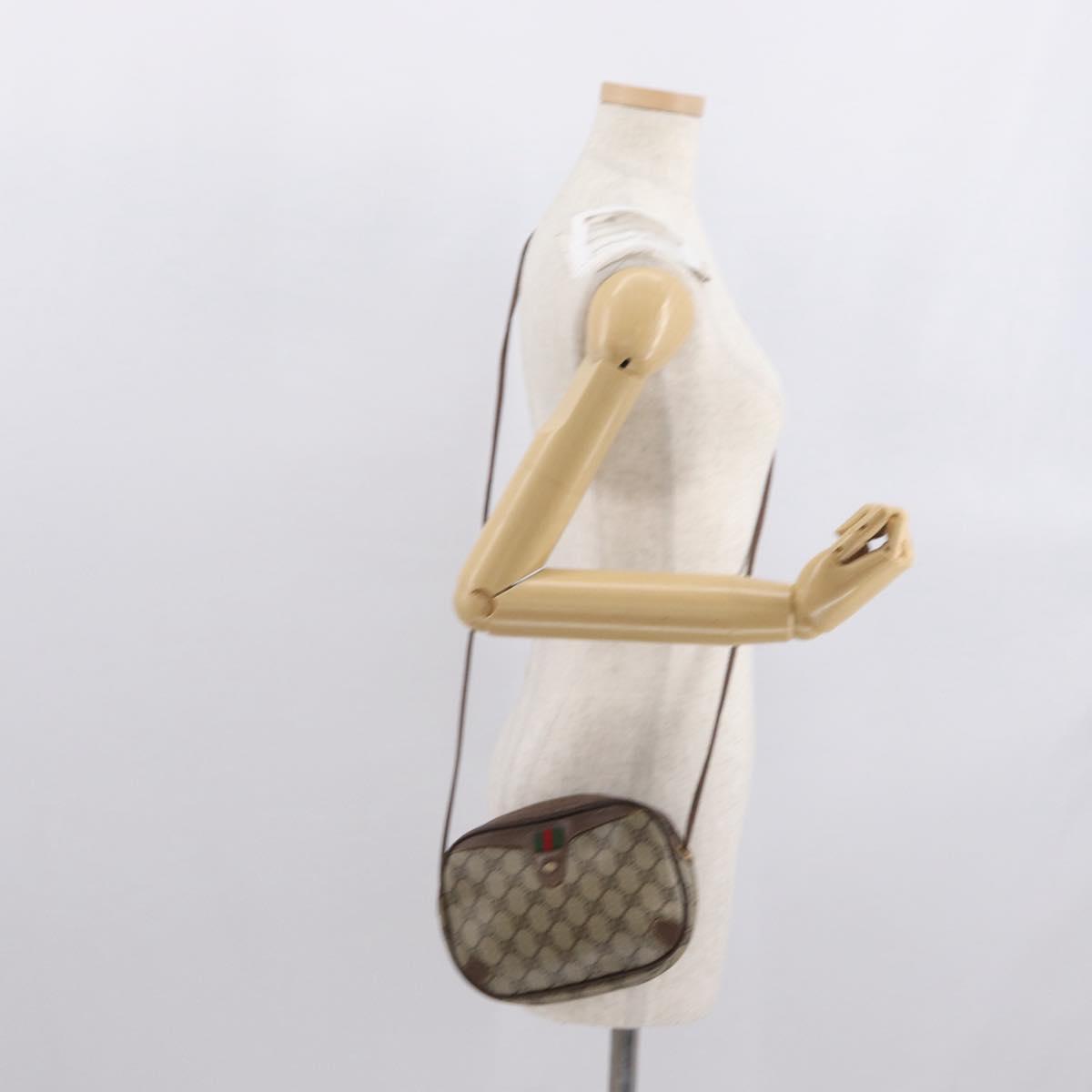 GUCCI GG Supreme Web Sherry Line Bag PVC Beige Gold 156 02 066 Auth BA10344