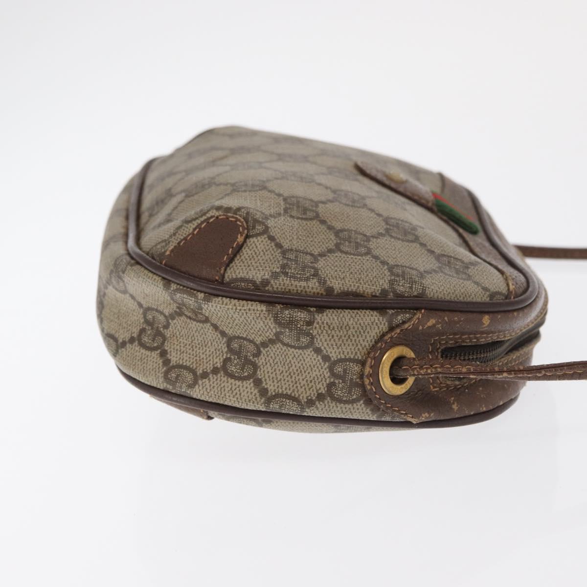 GUCCI GG Supreme Web Sherry Line Bag PVC Beige Gold 156 02 066 Auth BA10344