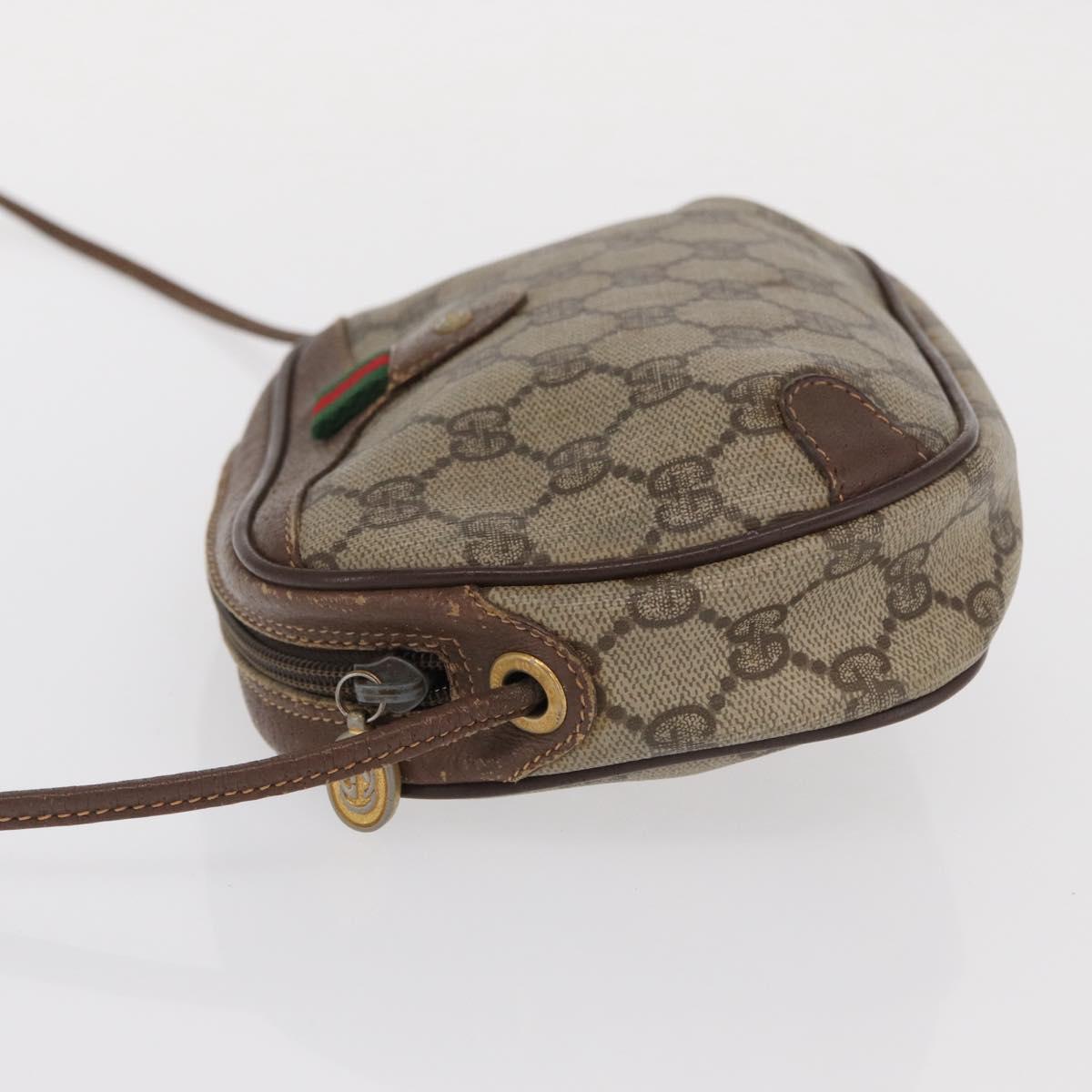 GUCCI GG Supreme Web Sherry Line Bag PVC Beige Gold 156 02 066 Auth BA10344
