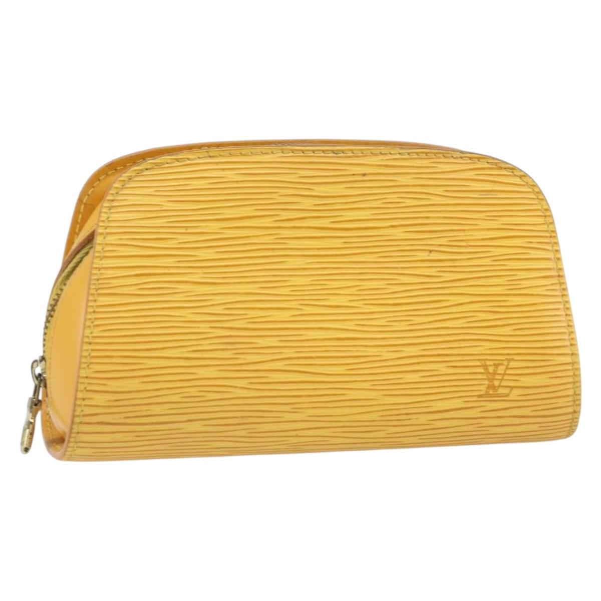 LOUIS VUITTON Epi Dauphine PM Pouch Yellow M48449 LV Auth BA10347