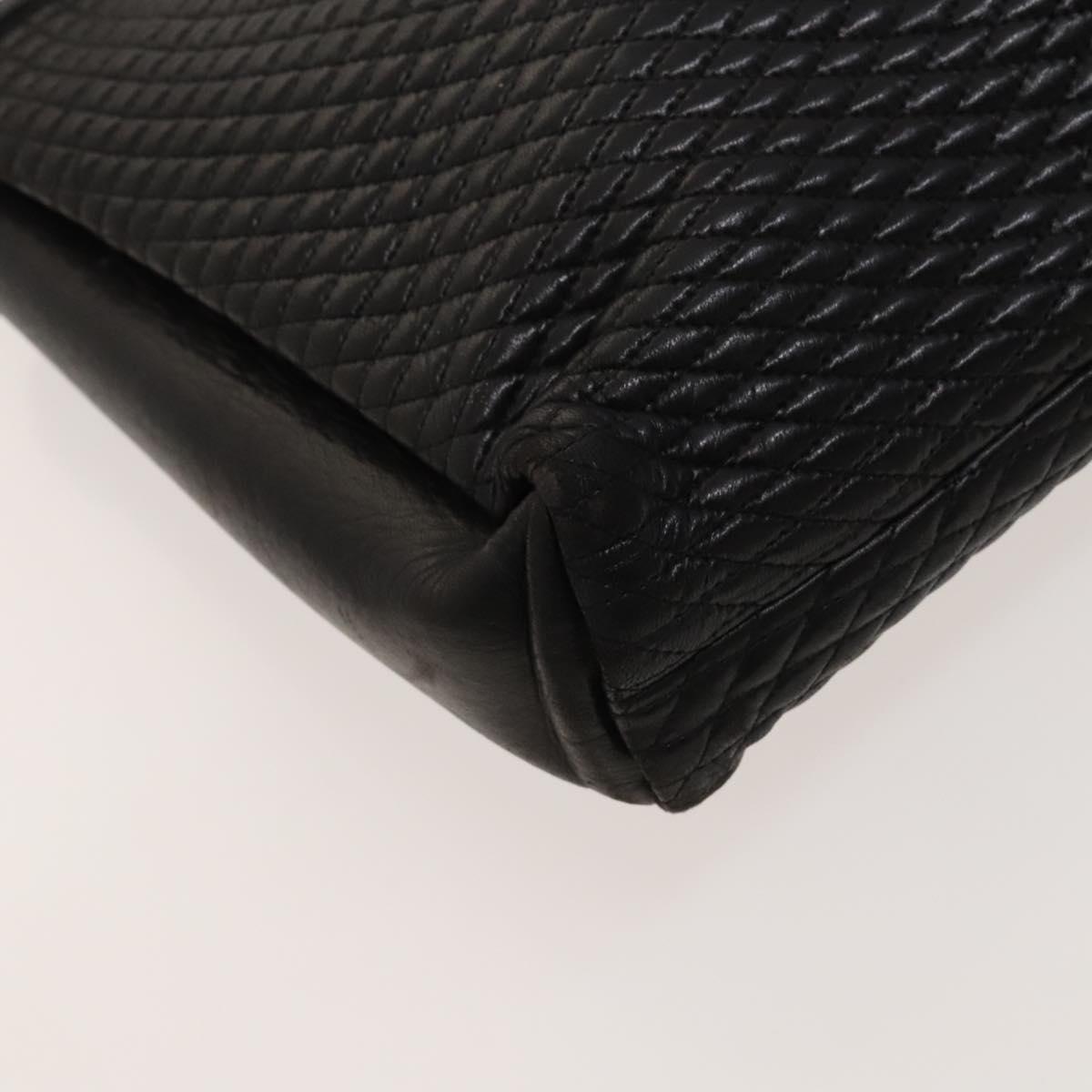 BALLY Quilted Shoulder Bag Leather Black Gold Auth BA1035