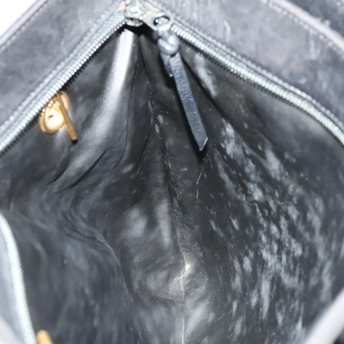 BALLY Quilted Shoulder Bag Leather Black Gold Auth BA1035