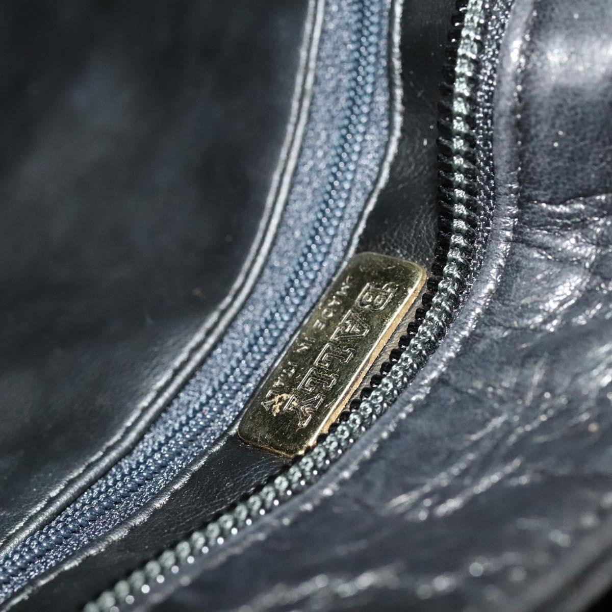 BALLY Quilted Shoulder Bag Leather Black Gold Auth BA1035