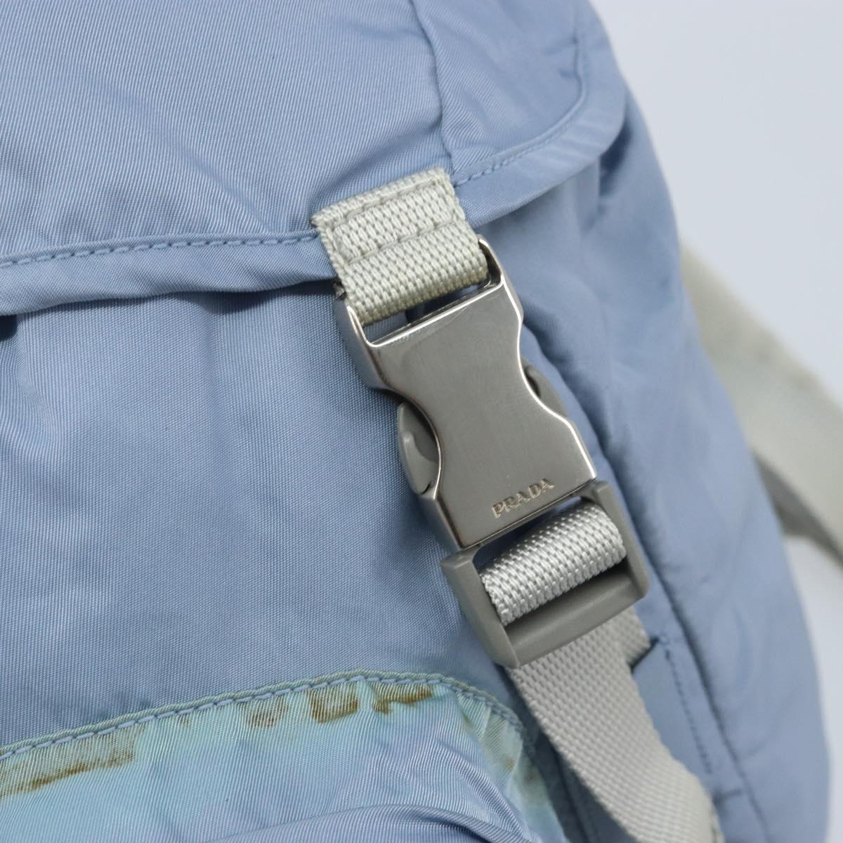 PRADA Backpack Nylon Light Blue Silver Auth BA10351