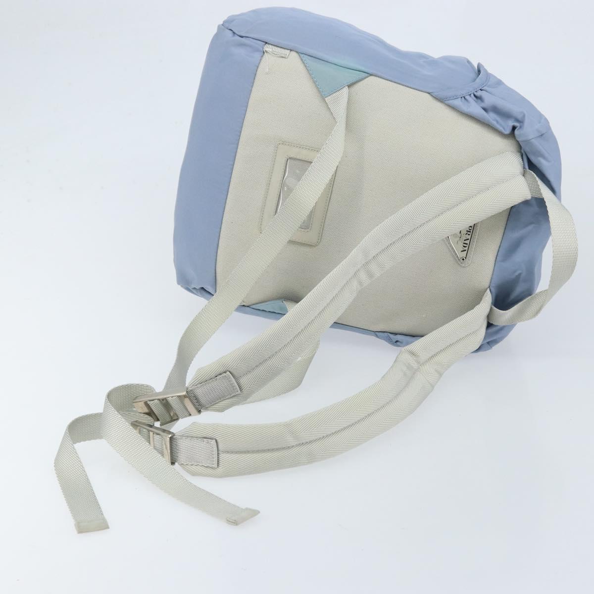 PRADA Backpack Nylon Light Blue Silver Auth BA10351