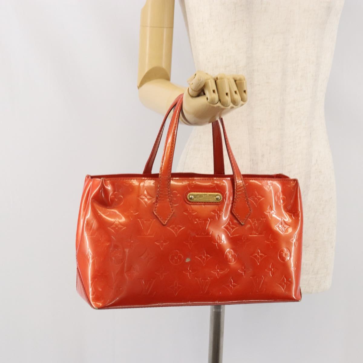 LOUIS VUITTON Monogram Vernis Wilshire PM Bag Orenge Sunset M93644 Auth BA10354