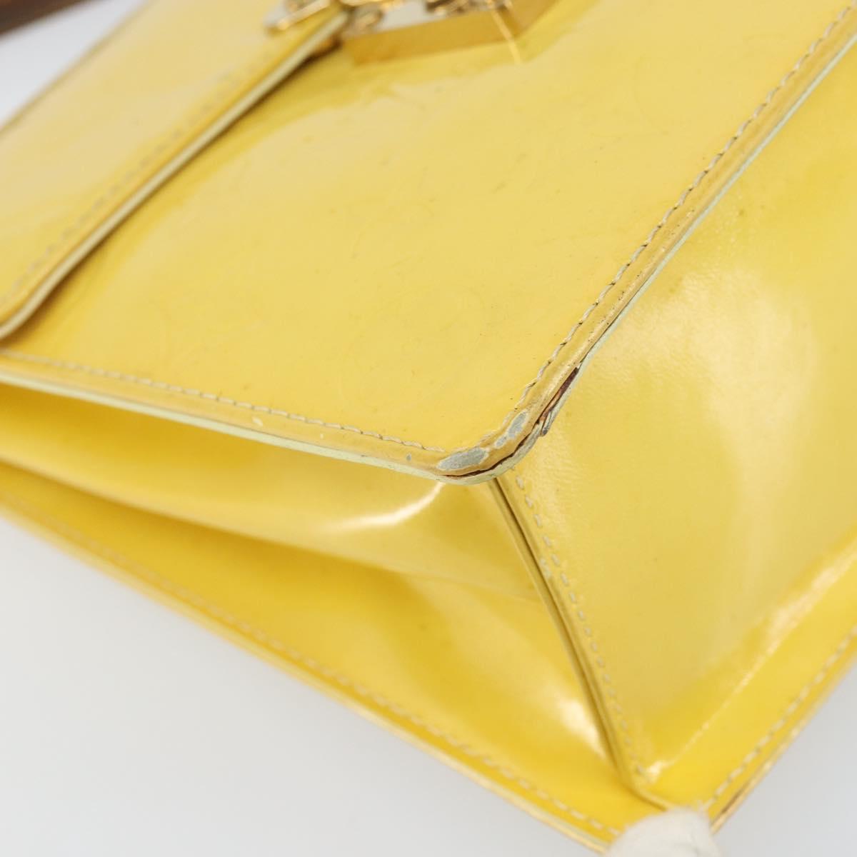 LOUIS VUITTON Monogram Vernis Spring Street Bag Lime Yellow M91068 Auth BA10357