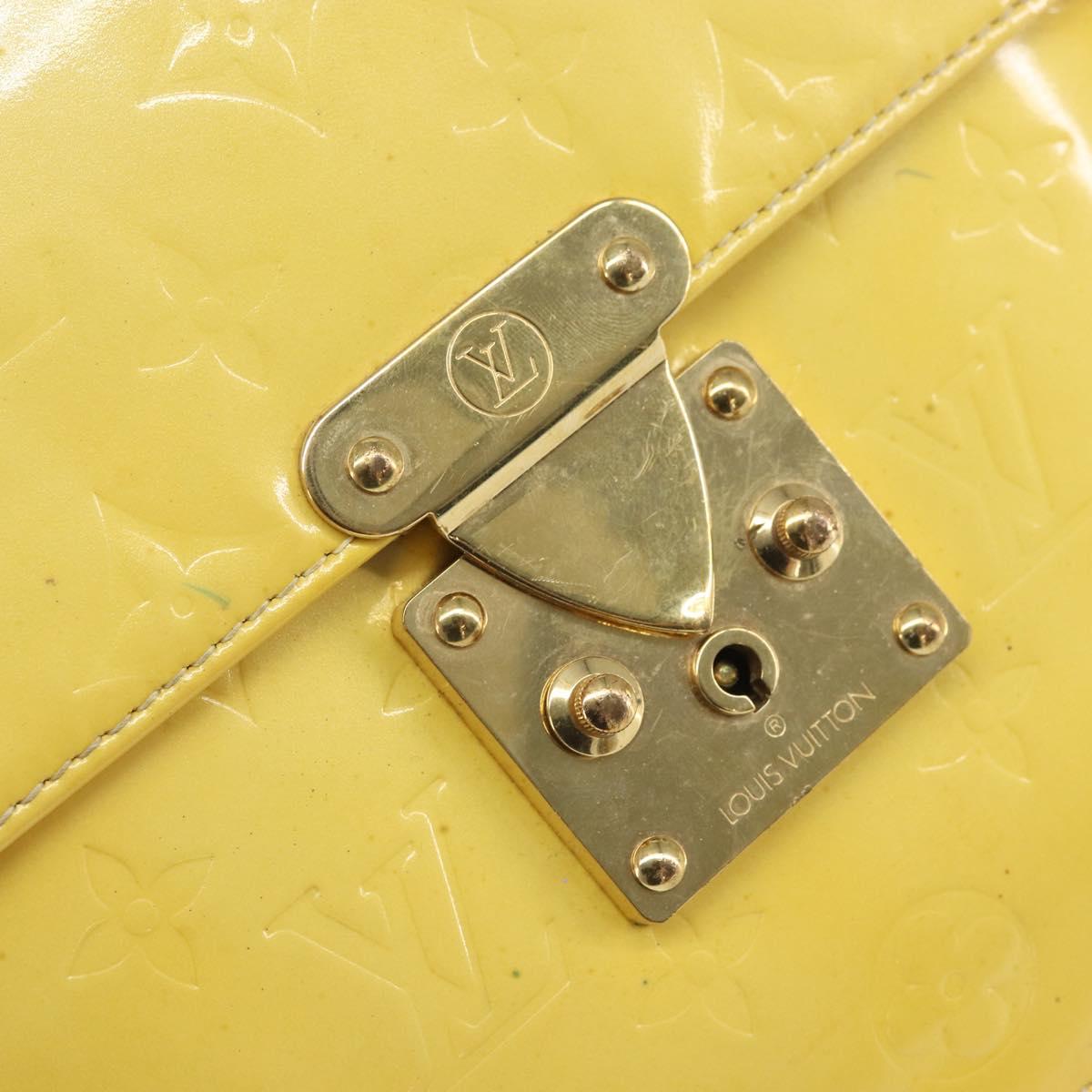 LOUIS VUITTON Monogram Vernis Spring Street Bag Lime Yellow M91068 Auth BA10357