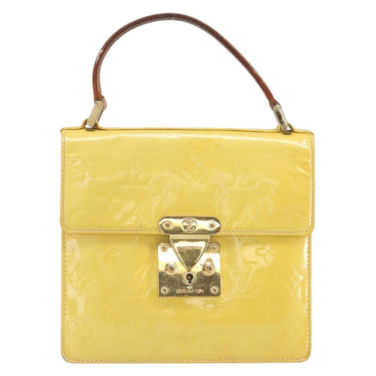 LOUIS VUITTON Monogram Vernis Spring Street Bag Lime Yellow M91068 Auth BA10357