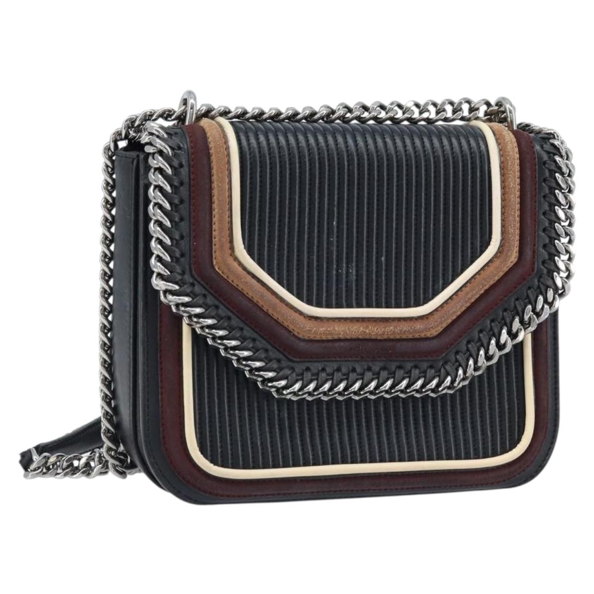 Stella MacCartney Hand Bag Leather 2way Black Silver Auth BA10361