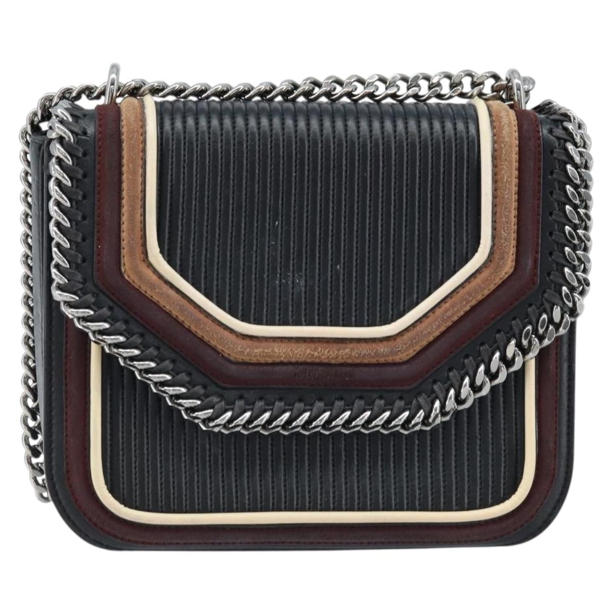 Stella MacCartney Hand Bag Leather 2way Black Silver Auth BA10361