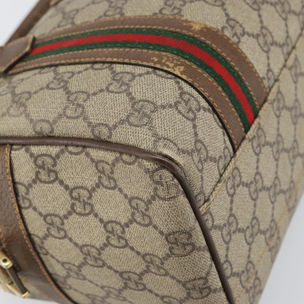 GUCCI GG Supreme Web Sherry Line Bag PVC Beige 002 115 6697 4023 Auth BA10364