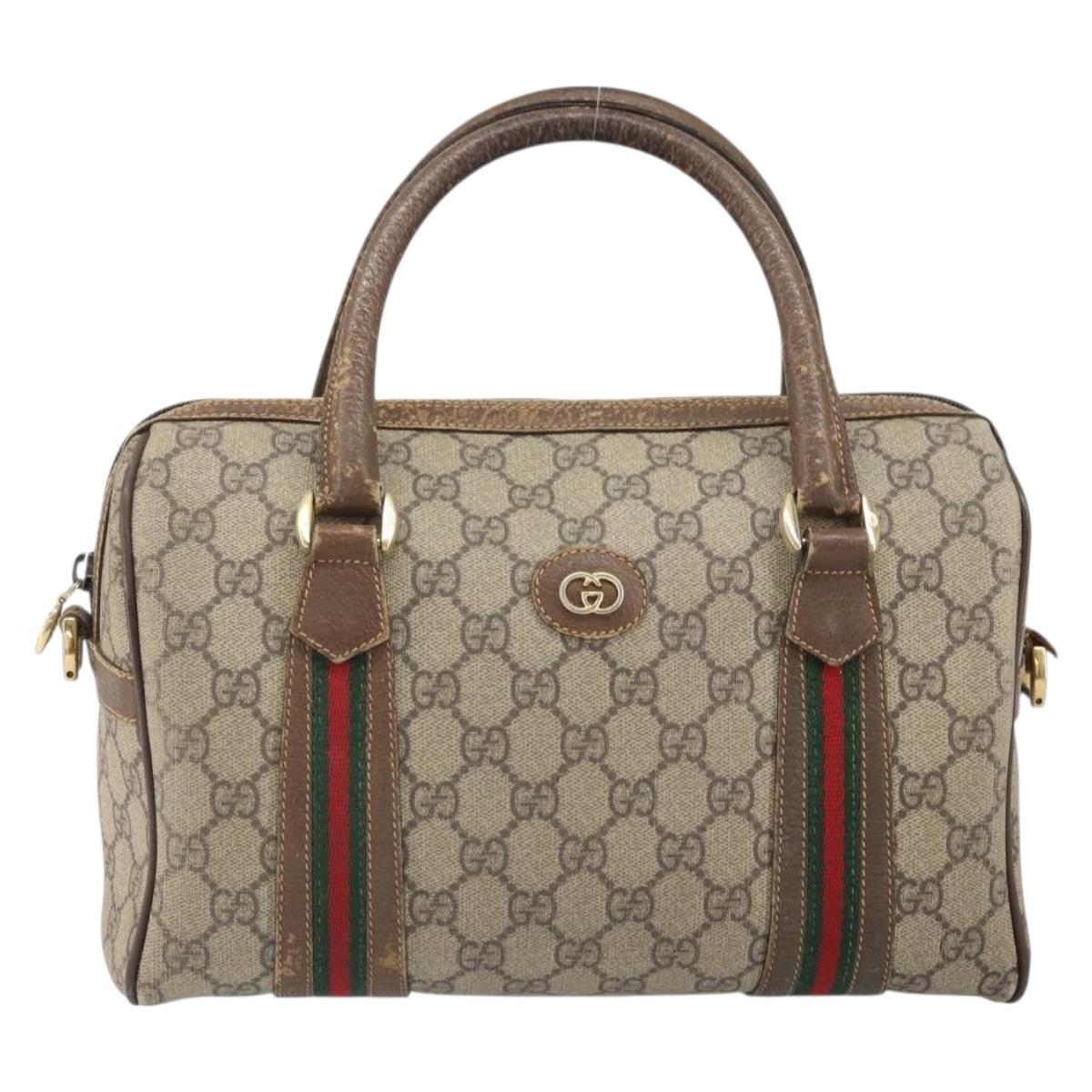 GUCCI GG Supreme Web Sherry Line Bag PVC Beige 002 115 6697 4023 Auth BA10364