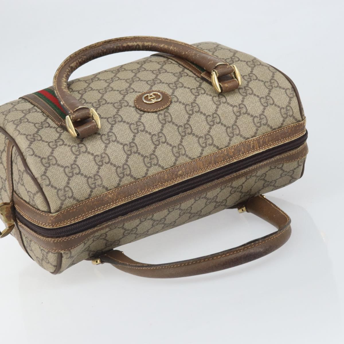 GUCCI GG Supreme Web Sherry Line Bag PVC Beige 002 115 6697 4023 Auth BA10364