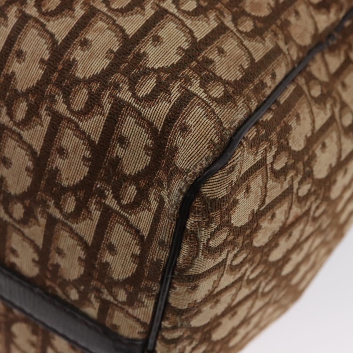 Christian Dior Trotter Canvas Boston Bag Brown Gold Auth BA10366