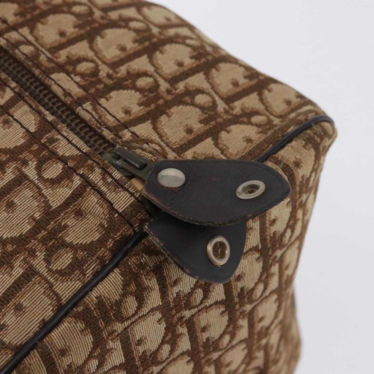 Christian Dior Trotter Canvas Boston Bag Brown Gold Auth BA10366