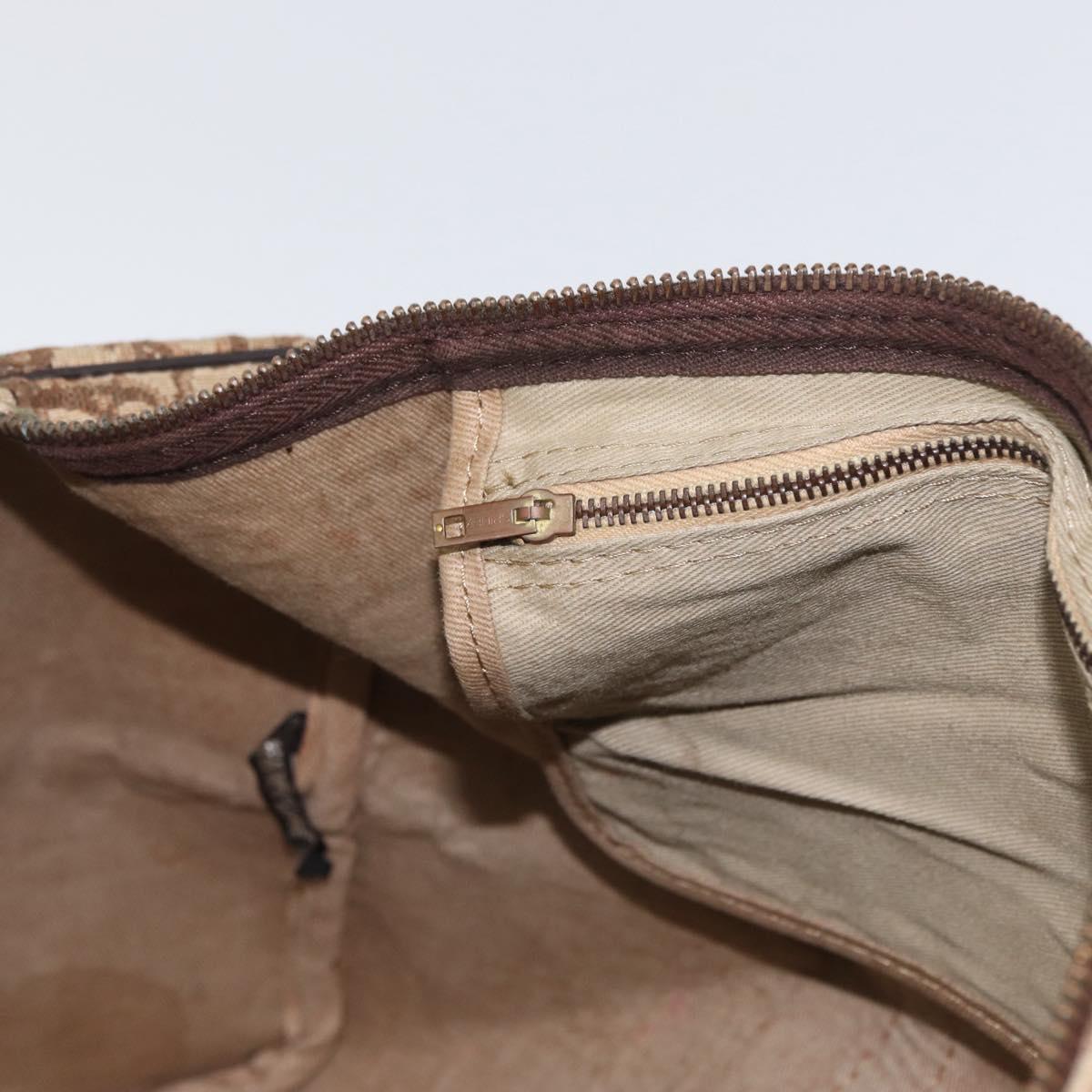 Christian Dior Trotter Canvas Boston Bag Brown Gold Auth BA10366