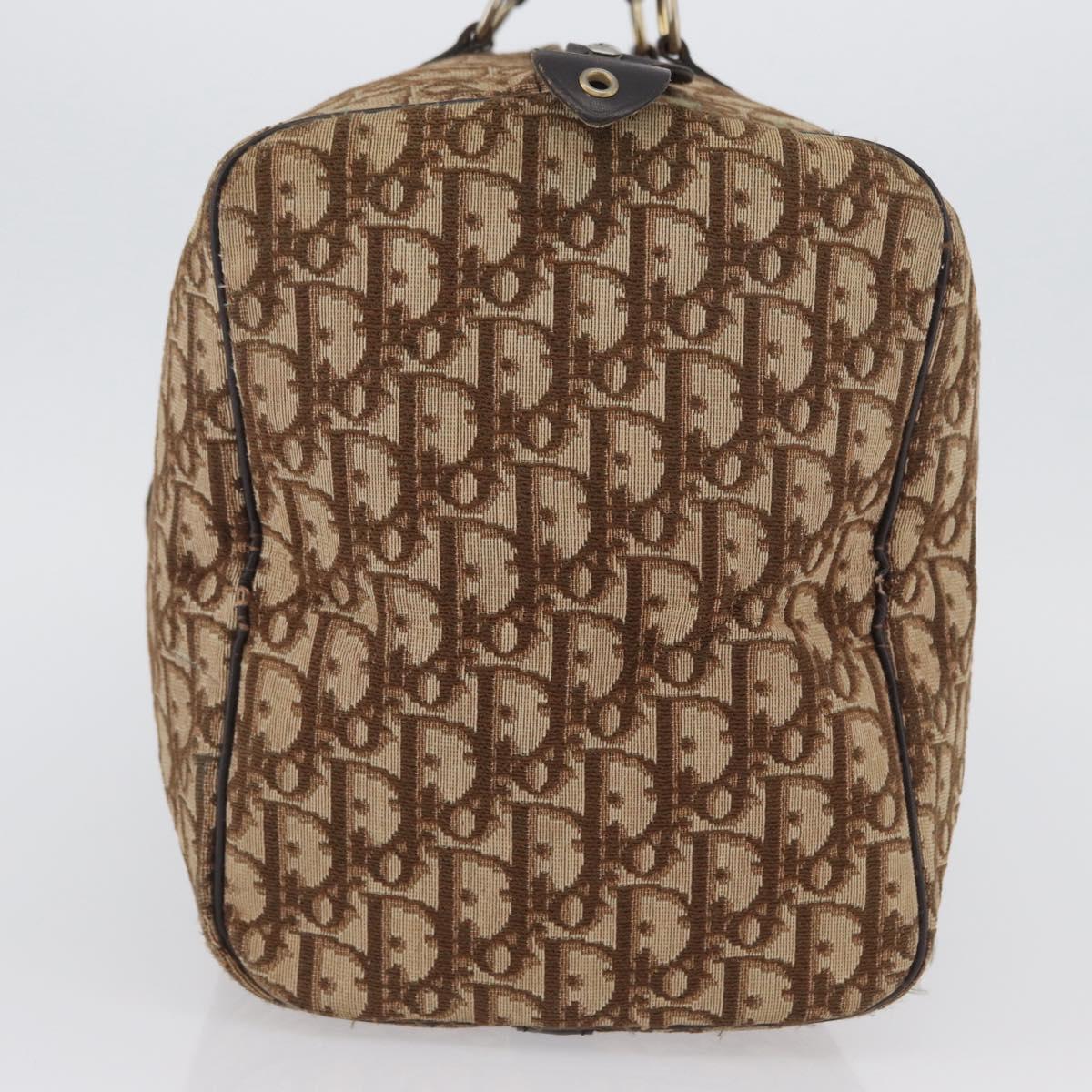 Christian Dior Trotter Canvas Boston Bag Brown Gold Auth BA10366