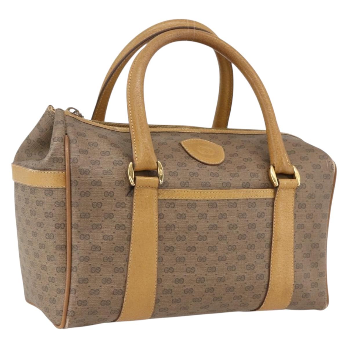 GUCCI Micro GG Supreme Hand Bag PVC Beige Gold 000 40 0207 Auth BA10367