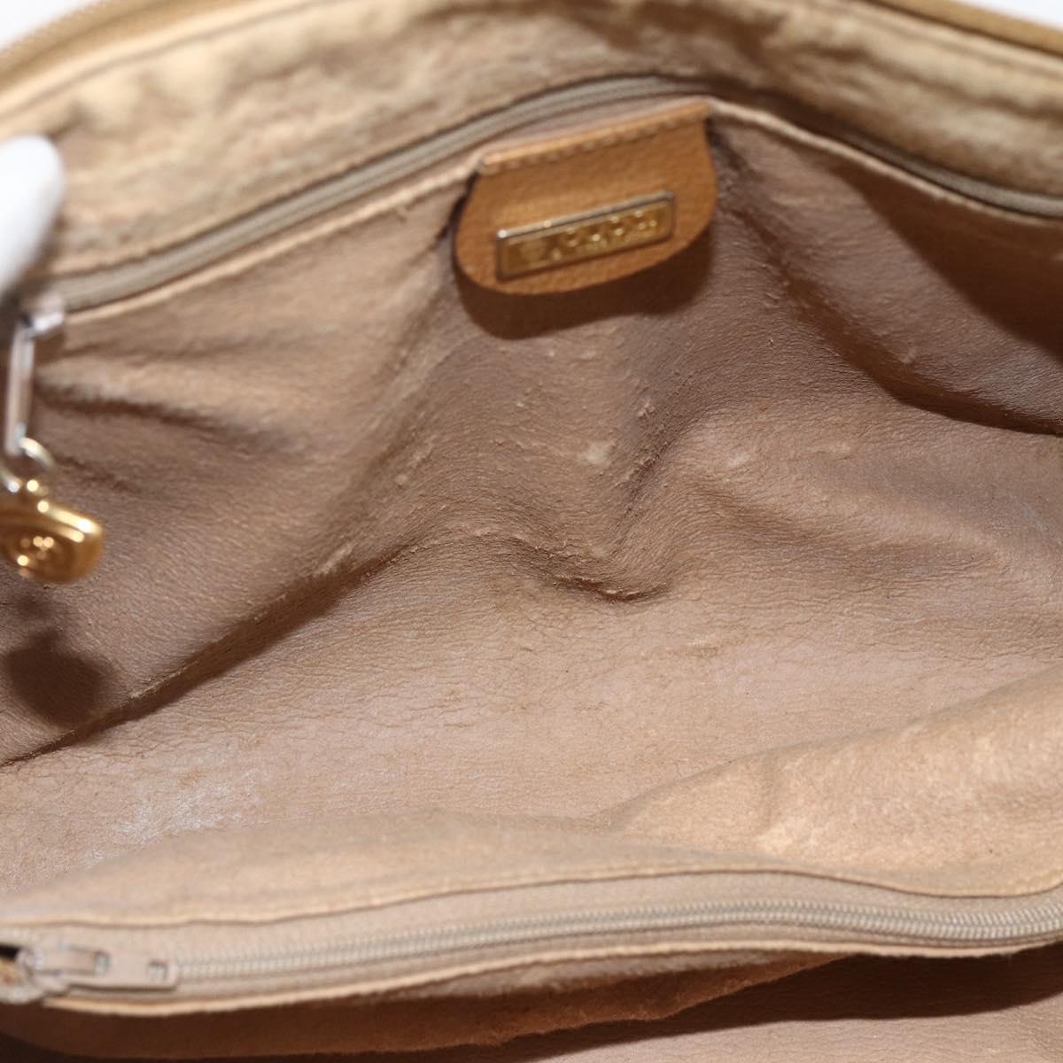 GUCCI Micro GG Supreme Hand Bag PVC Beige Gold 000 40 0207 Auth BA10367