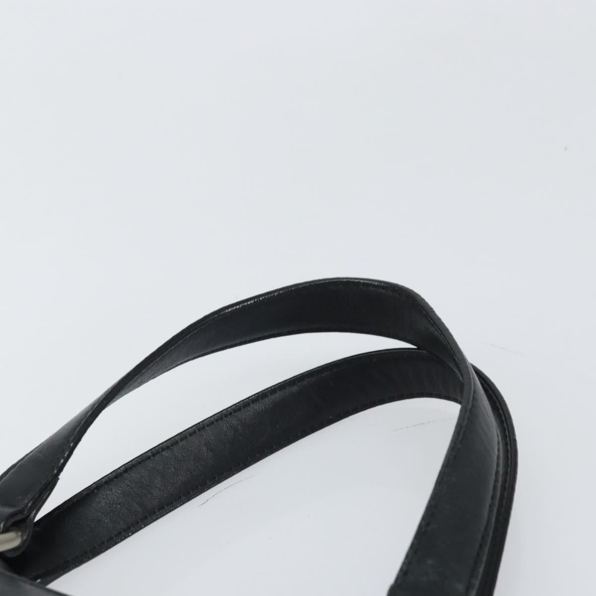 BURBERRY Hand Bag Leather Black Silver Auth BA10370