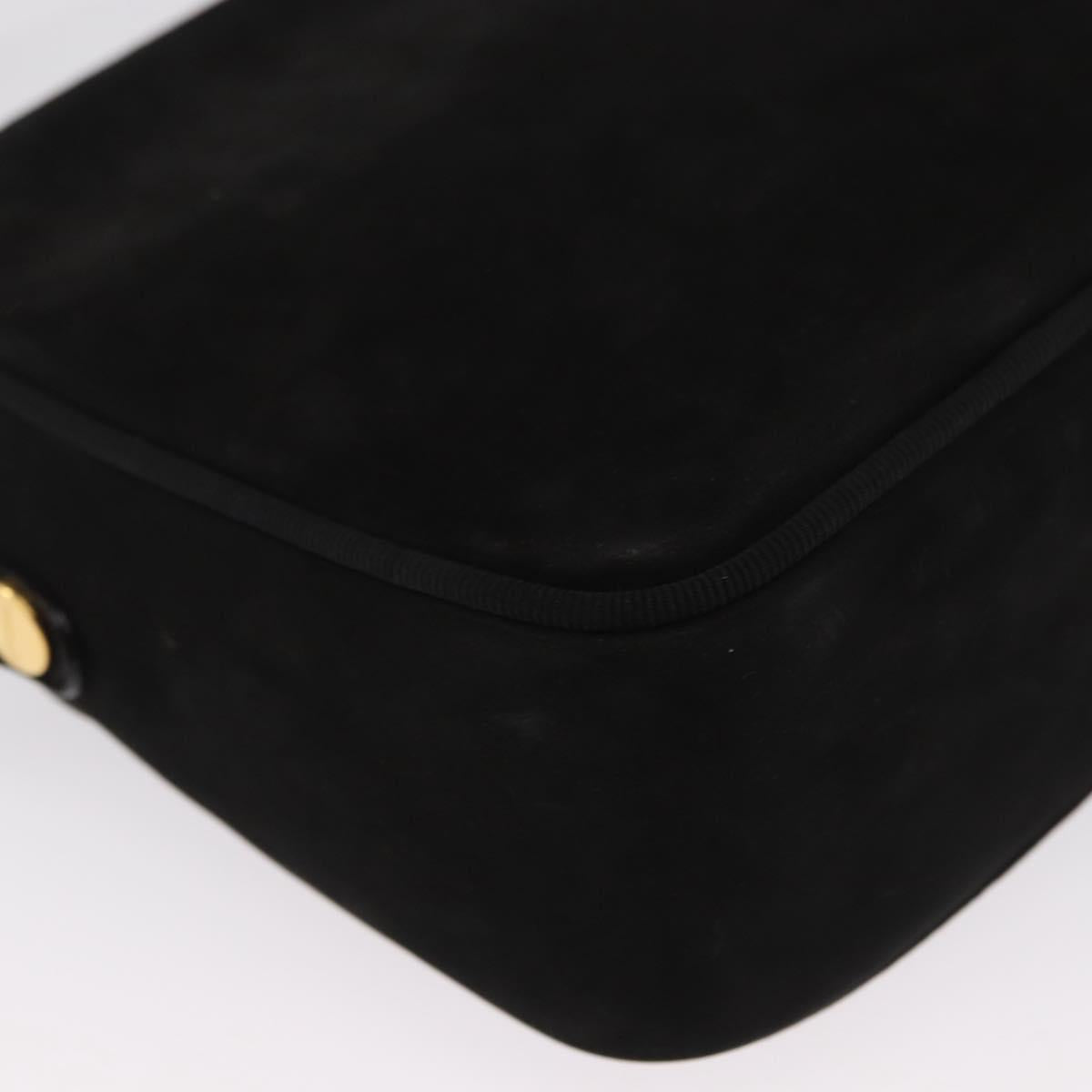 Salvatore Ferragamo Vala Shoulder Bag Suede Black Gold Auth BA10372