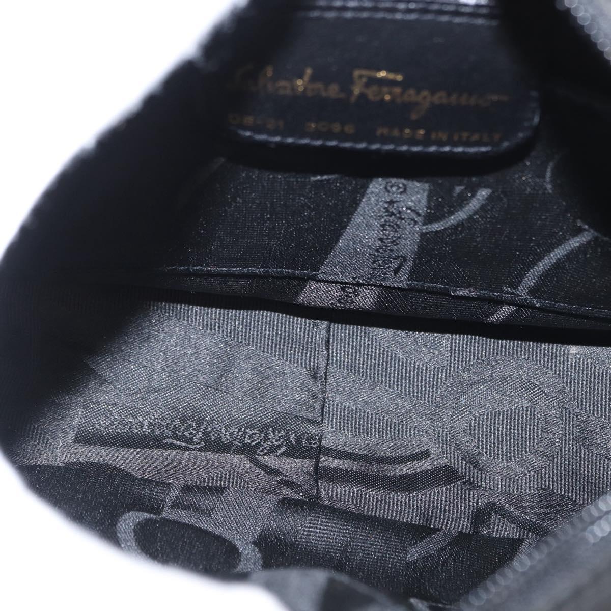 Salvatore Ferragamo Vala Shoulder Bag Suede Black Gold Auth BA10372