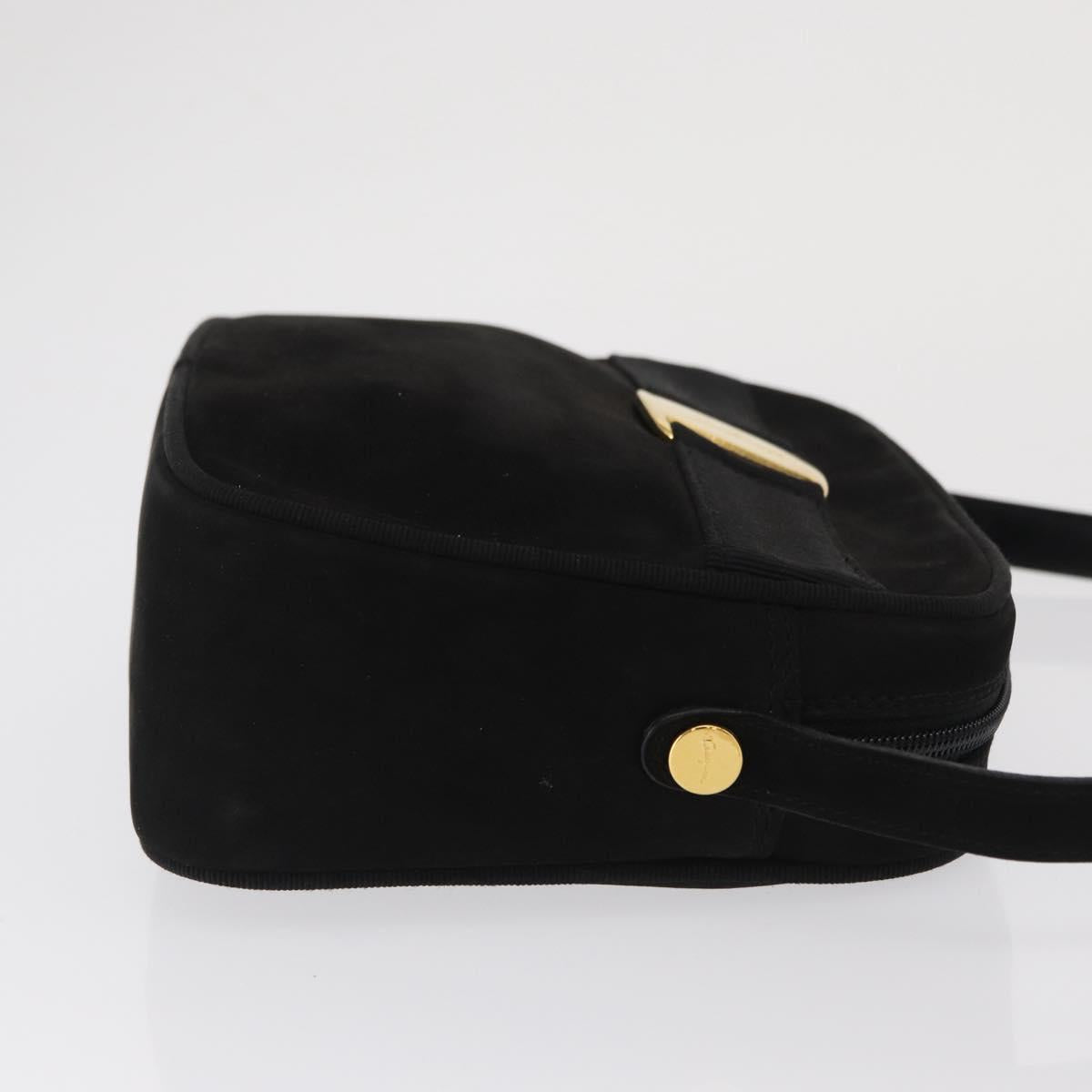 Salvatore Ferragamo Vala Shoulder Bag Suede Black Gold Auth BA10372