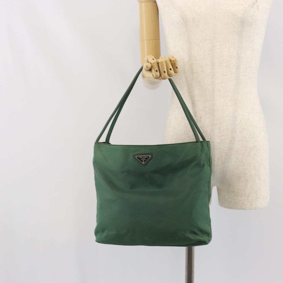 PRADA Tote Bag Nylon Green Auth BA10373