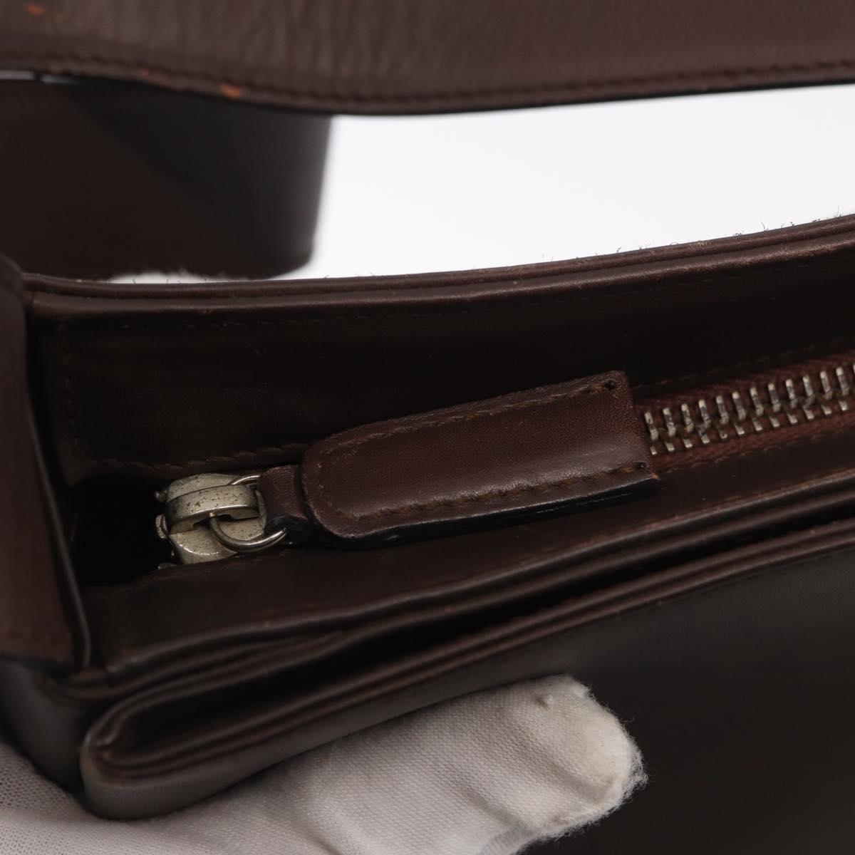 Salvatore Ferragamo Gancini Shoulder Bag Leather Brown Silver Auth BA10376