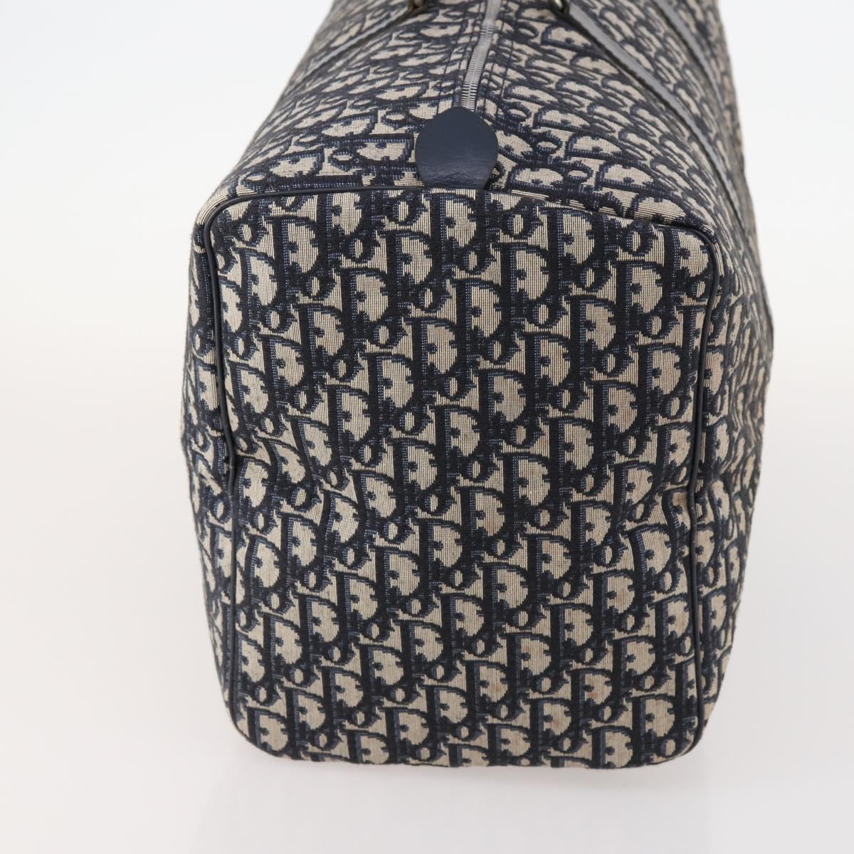 Christian Dior Trotter Canvas Boston Bag Navy Silver Auth BA10393