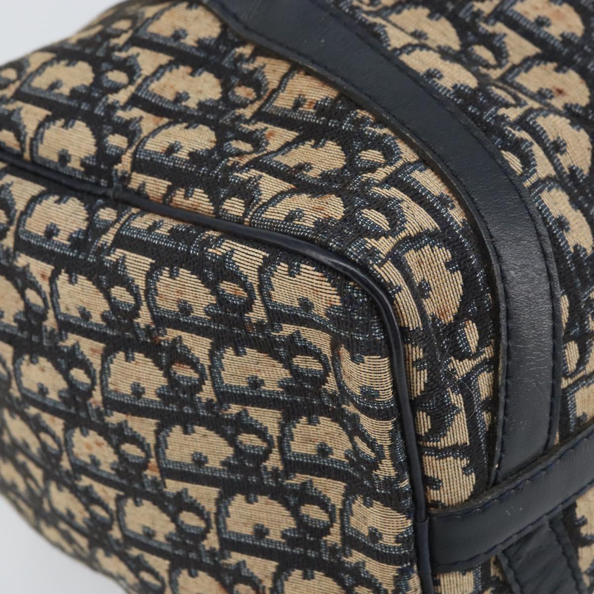 Christian Dior Trotter Canvas Hand Bag Navy Silver Auth BA10394