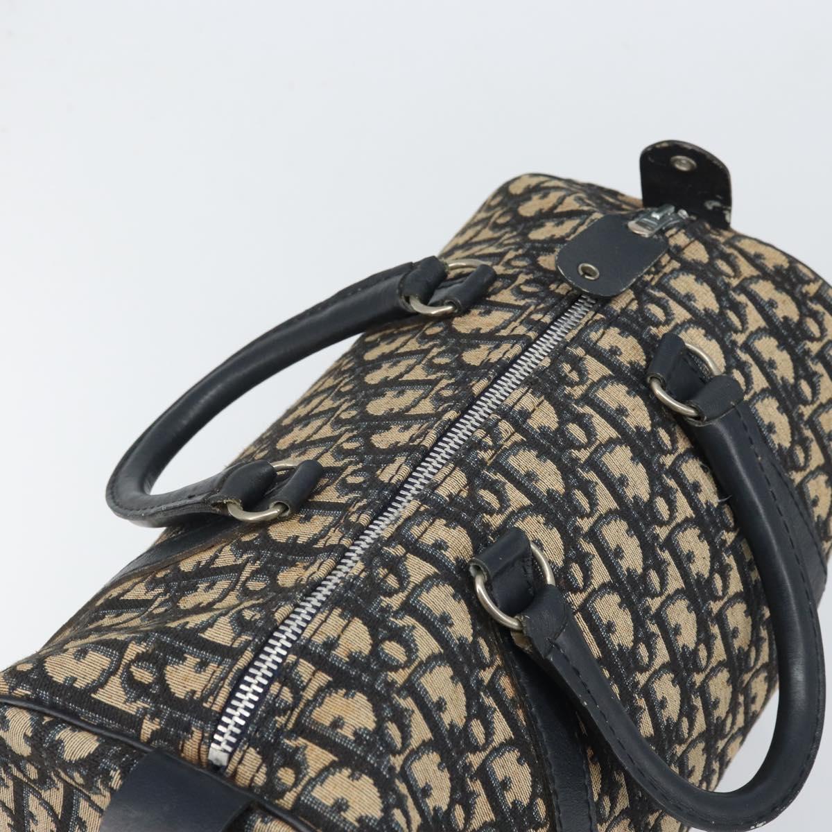 Christian Dior Trotter Canvas Hand Bag Navy Silver Auth BA10394