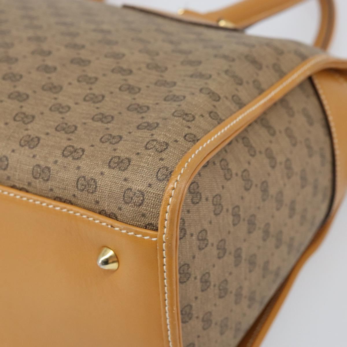 GUCCI Micro GG Supreme Hand Bag PVC Beige Gold 002 58 0219 Auth BA10396
