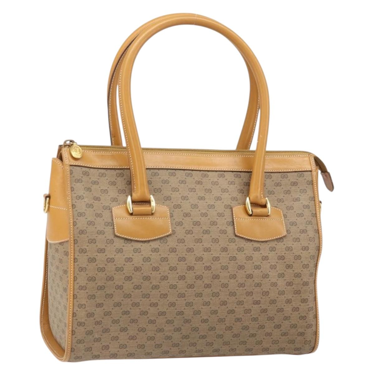 GUCCI Micro GG Supreme Hand Bag PVC Beige Gold 002 58 0219 Auth BA10396