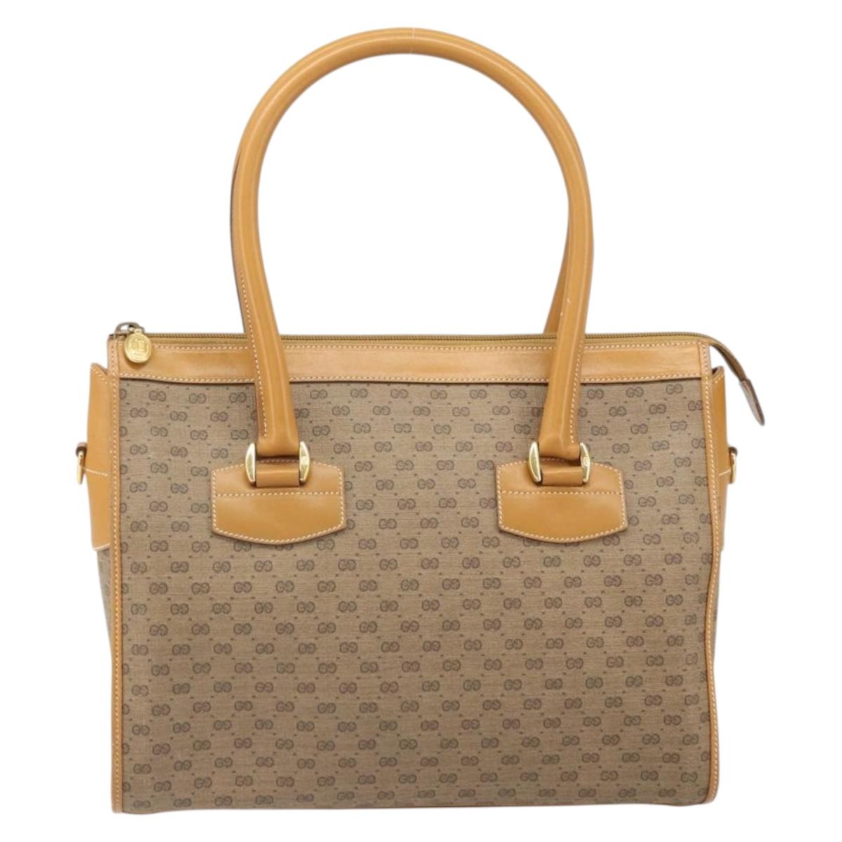 GUCCI Micro GG Supreme Hand Bag PVC Beige Gold 002 58 0219 Auth BA10396
