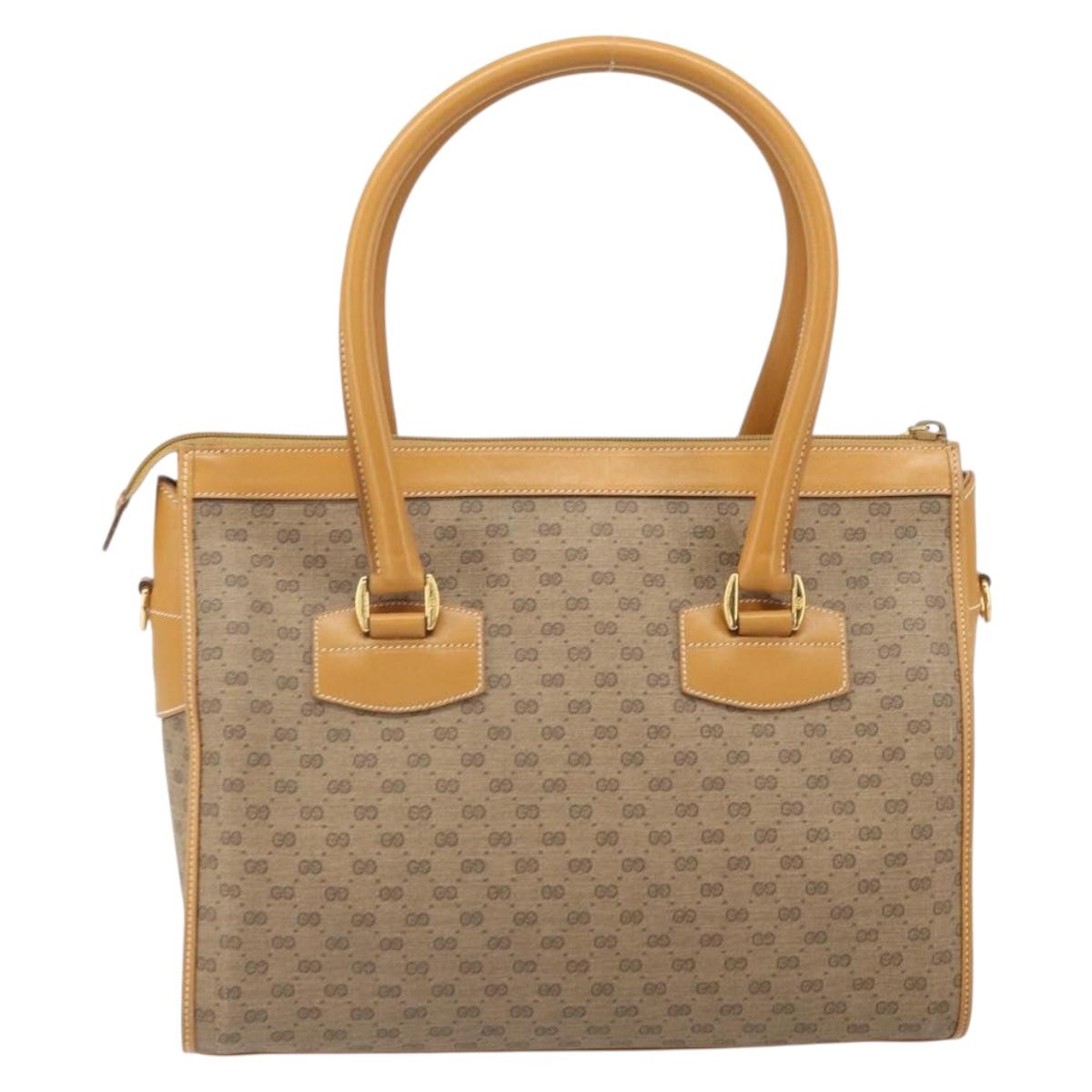 GUCCI Micro GG Supreme Hand Bag PVC Beige Gold 002 58 0219 Auth BA10396