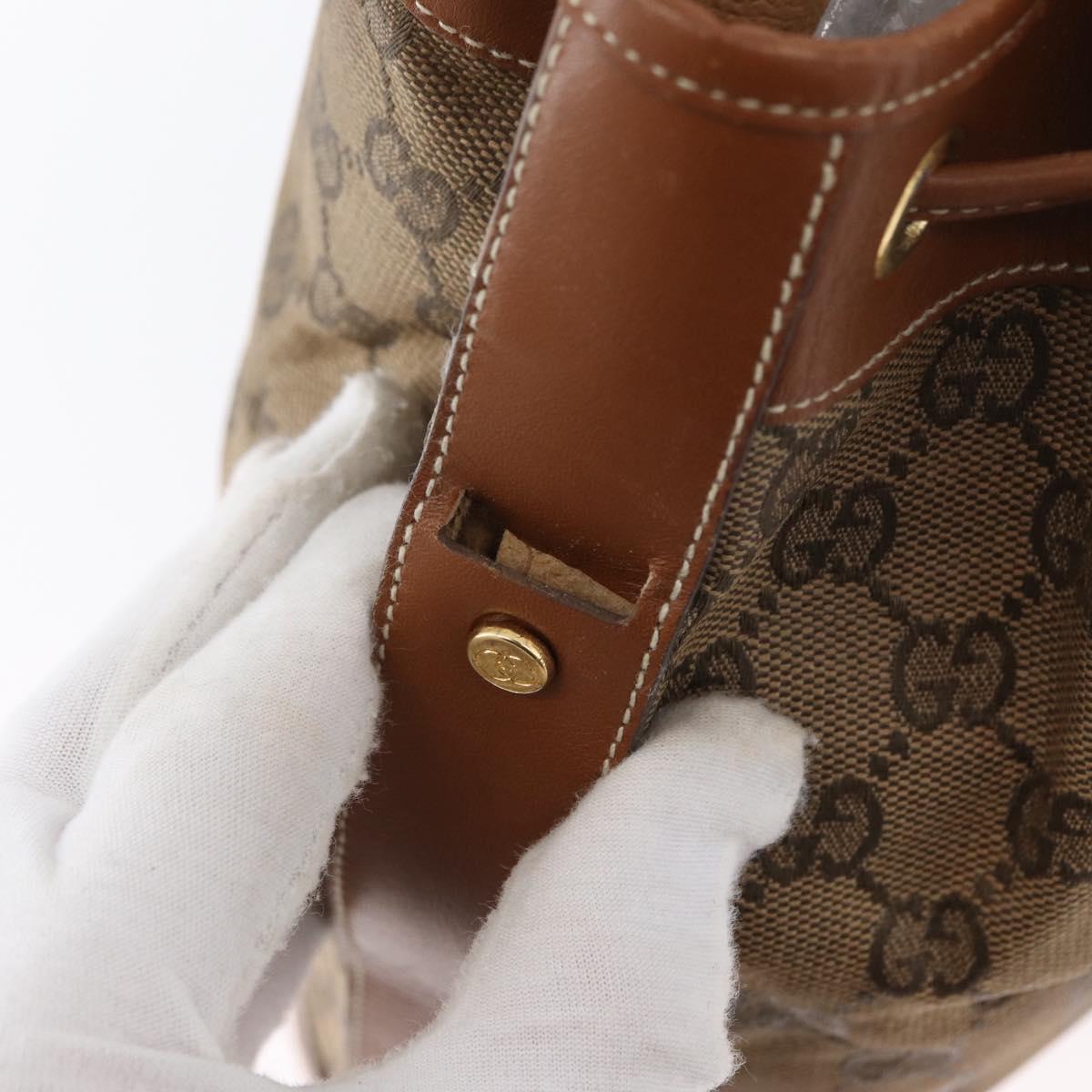 GUCCI GG Canvas Shoulder Bag Beige Gold Auth BA10397